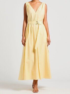 Brunello Cucinelli Women's Yellow Sleeveless Maxi Dress Size M